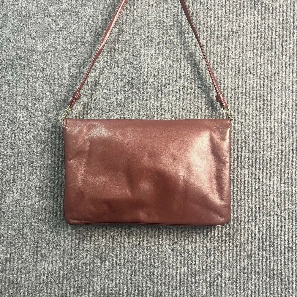 Vintage Etienne Aigner Oxblood Leather Shoulder Bag Clutch 70s Handmade Burgundy